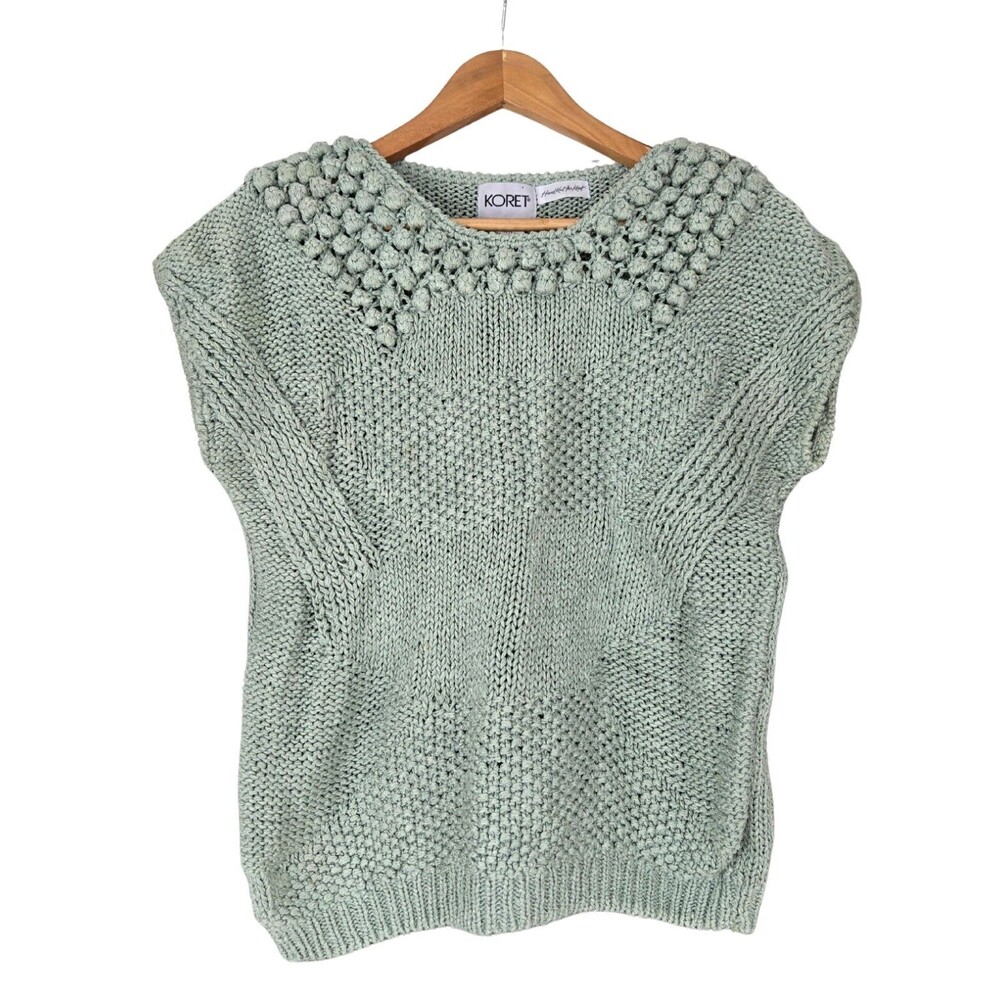 Vintage Pastel Spring Airy Soft Girl Cottagecore Short Sleeve Grandma Sweater